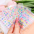 16pcs/bag Cute Funny Jelly Bean Nails Sticker 5D Relief Colorful Flower Love Line Slider Decal Adhesive Manicure DIY Sticker