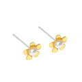 S925 Silver Needle Stick Five Petal Flower Stud Earrings Classic 18K Gold Plated Hypoallergenic Princess Cut Cute Wedding Gift