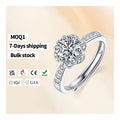 SHOREA Free Design Silver S925 Platinum Plated Women's Moissanite Ring with Prong Setting Radiant Cut Circle Style Set