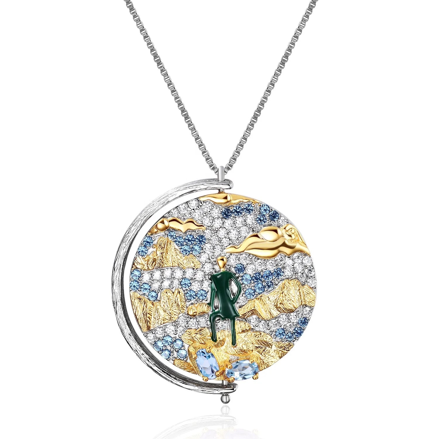Abiding Shield Long Lasting Plating Tarnish Free Wholesale Custom Jewelry 925 Sterling Silver Stone Pendant