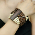 Wholesale Handmade Wooden Bracelet Multilayer Beads Bohemian Elastic Rope Bracelets Statement Ethnic Jewelry Accessories
