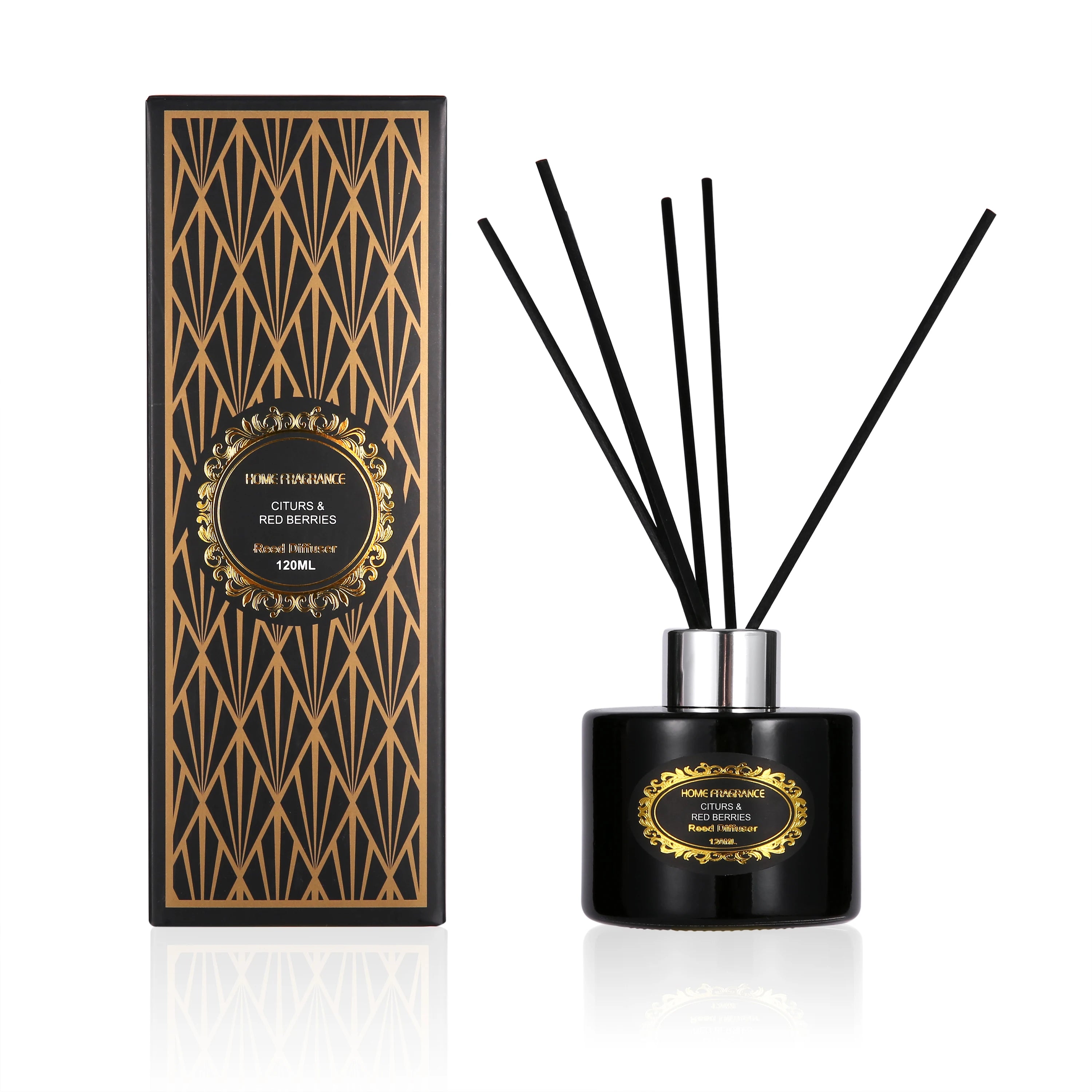 Best Sell Luxury Packaging Customs Commercial Black Square Glass Bottle Scent Air Freshener Home Fragrance Reed Diffuser 120ml