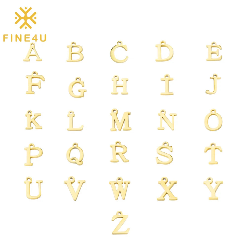 Tarnish Free Initial Alphabet Charms Diy Necklace Jewelry Making Stainless Steel Custom Letter Pendant