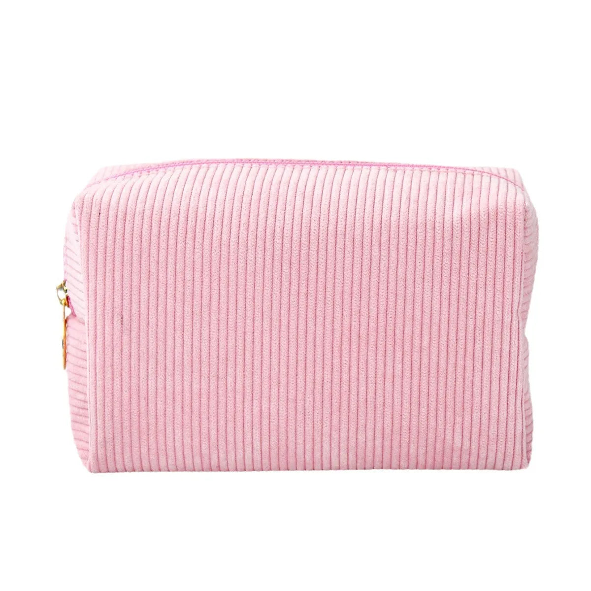 Holiday Gift Wholesale Pink Corduroy Makeup Pouch Portable Corduroy Women Cosmetic Bag Corduroy Makeup Bag
