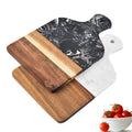Natural Acacia Wood Cutting Board with Marble Slab Square Eco-Friendly Disposable Kitchen Tool Customizable Size with Handle