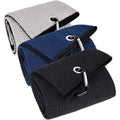 Custom Logo 3-Pack Heavy-Duty Tri-fold Waffle Microfiber Golf Towels Sports Towels with Solid Color Customizable Logo