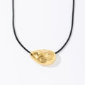 Simple Wax Rope 18k Gold Plated Stainless Steel Irregular Metal Pendant Necklace