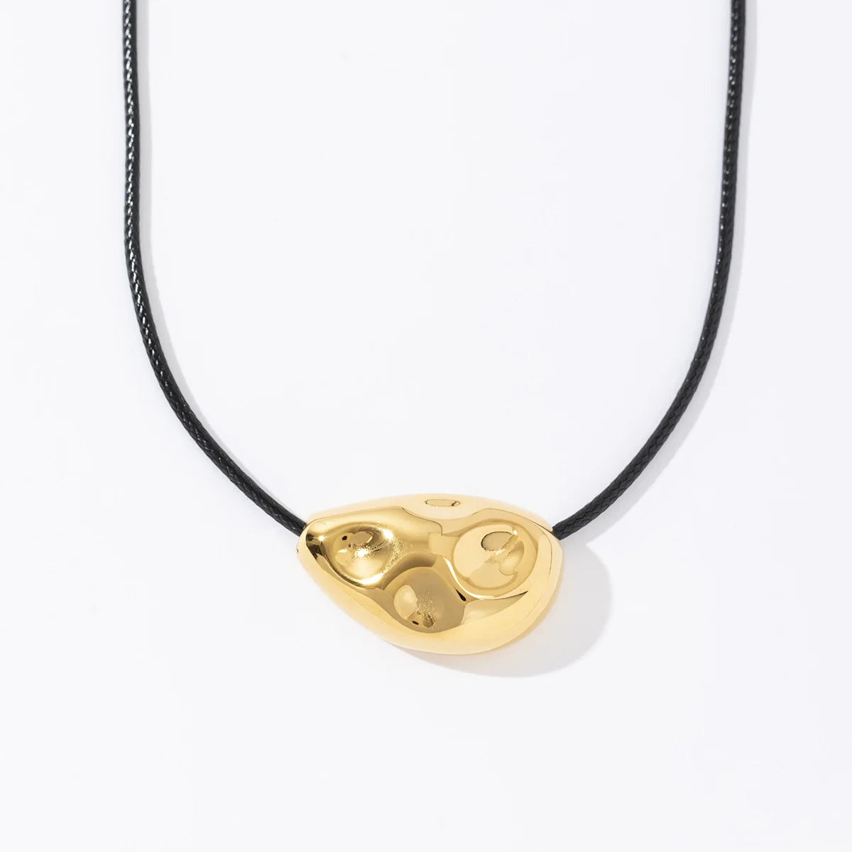 Simple Wax Rope 18k Gold Plated Stainless Steel Irregular Metal Pendant Necklace