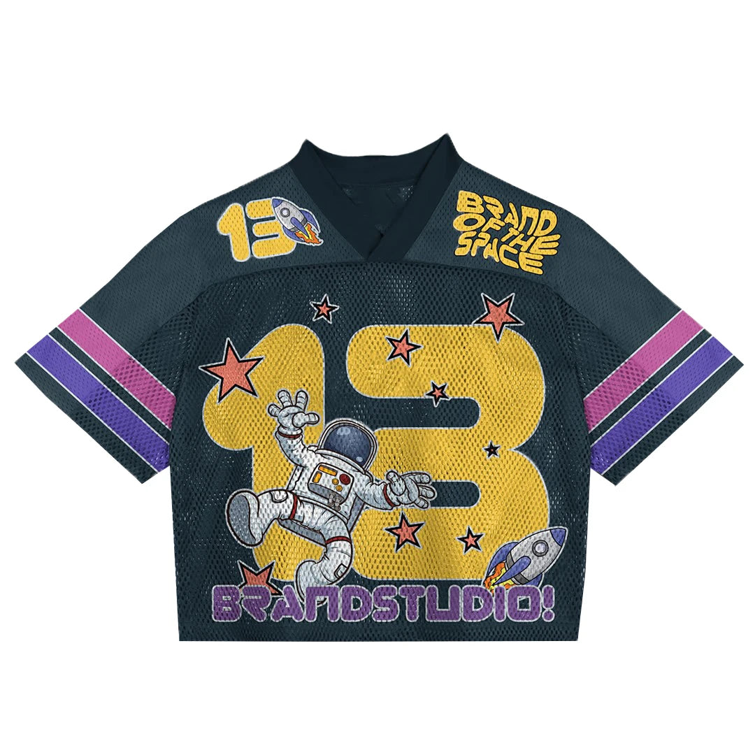 Custom Graphic Mesh Boxy T-shirt Oversized Cropped American Football Jersey Streetwear