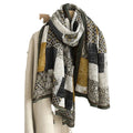 New High-end Color Blocking Printing for Shawl Outerwear Women's Pleated Scarf for Outerwear