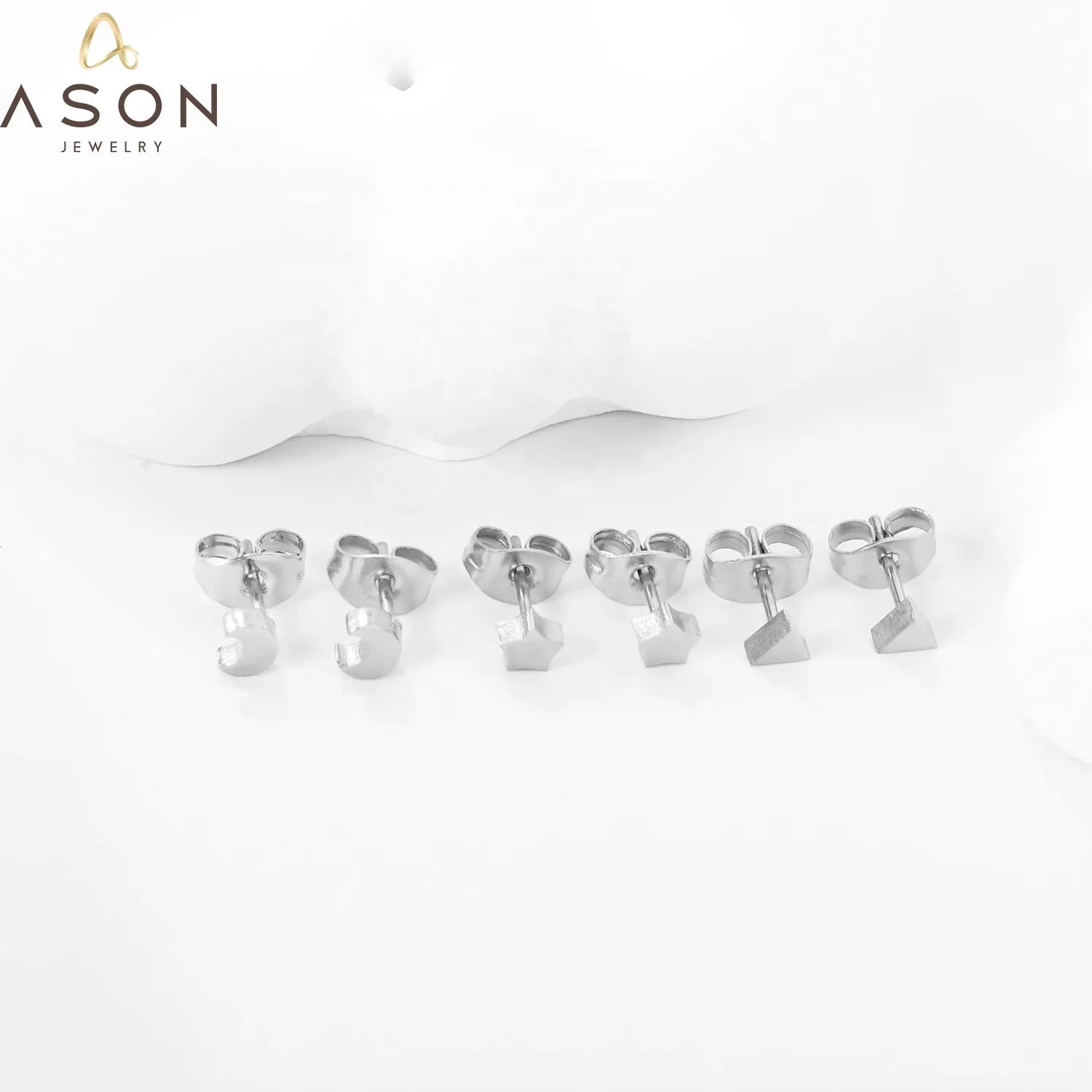 Ason New Design  Stud Earrings Star Moon Stud Earrings Personalized Jewelry 18k Gold Plated 316 Stainless Steel Set Earrings