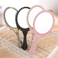 Handle Mirror Plastic Lace Oval Shape Princess Gift Makeup Mirror Portable Metal Hand Held Makeup Mirror