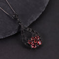 W0503 Timely Production Jewelry Factory Wholesale Black Gun Plated S925 Silver Natural Garnet Custom Flower Red Gems Pendant