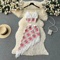 Women's Sets Summer Hollow Out Halter Hollow Out Tops High Waist Irregular Vacation Knitting Two Piece Set Clothing Wholesale