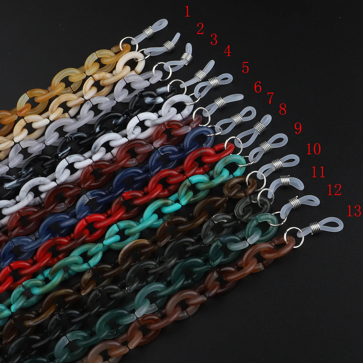 Trendy Multi Color Acrylic Women Sunglasses Chain Necklace Neck Holder Anti-Slip Double Color Resin Link Chain Glasses Lanyard
