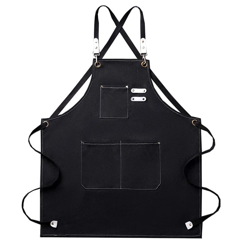 Cross Back Chef Apron for Men & Women with PocketsCotton Canvas Adjustable Cooking Work ApronChef Apron with Cross Back Straps