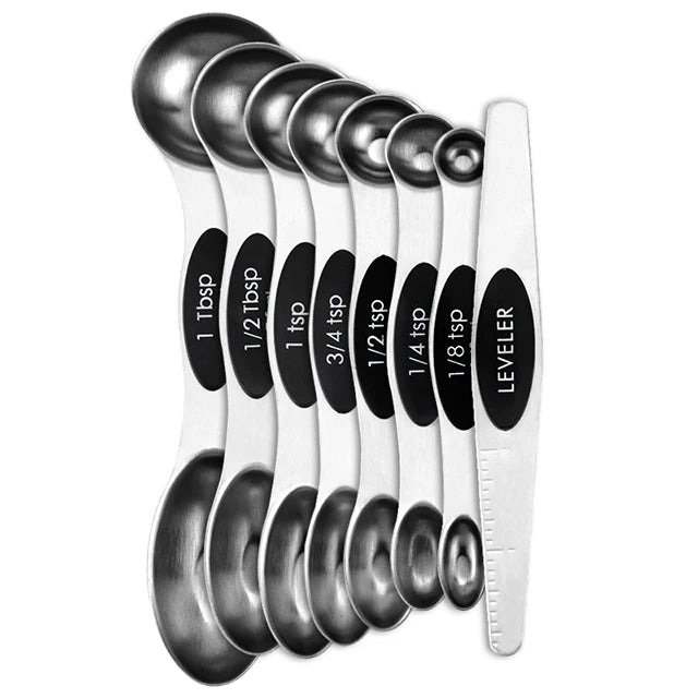 Hot Sale Small Kitchen Multi-Used Tool 8 Pcs Stainless Steel Magnetic Adjustable Baking Measuring Spoons Sets