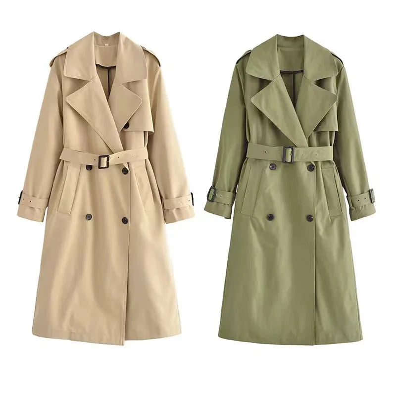 XS-L Autumn New Fashion Women's Wear Long Windbreaker Jacket Minimalist and Versatile Waist up Coat