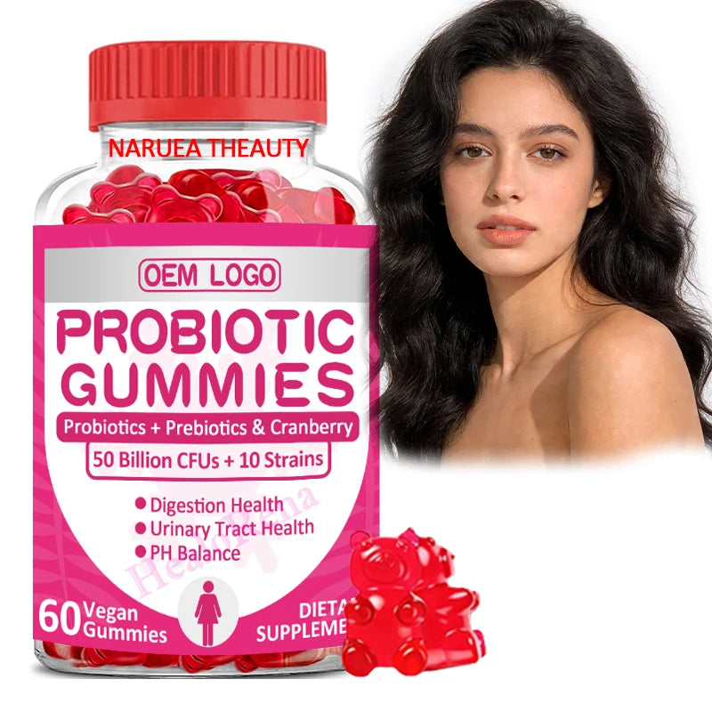 OEM Vegan Enhance Digestion Prebiotics Gummy Female Skin Care and Vagina Probiotics Gummies for Women Feminine Health