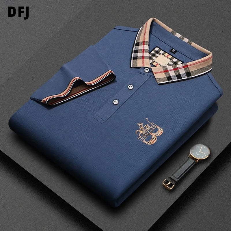 Men's High Quality Quick Dry Floral Printed for  T-Shirt Knitted Fabric with Short Sleeve Embroidered Button Plain Style Sho