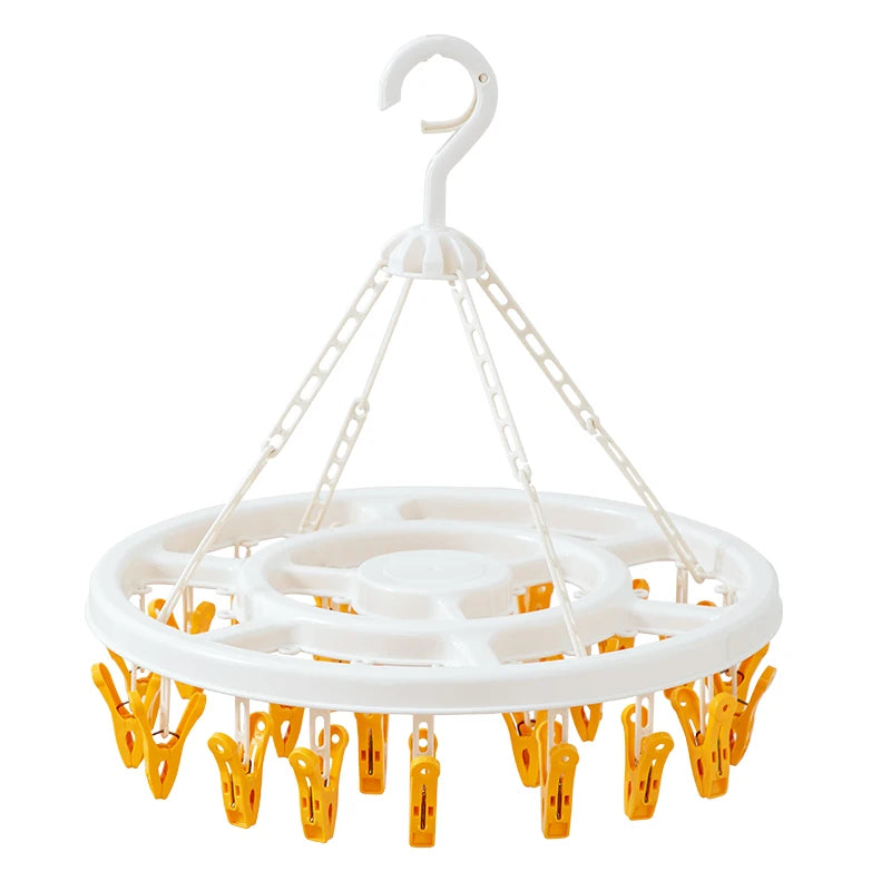 Hot Sale Space-Saving Round Socks Clothes Hanger with Hooks Convenient Clips for Household Use