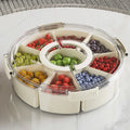 Round Divided Serving Tray With Lid and Handle Portable Snack 9 Compartment Fresh Keeping Food Storage Snack Box Container