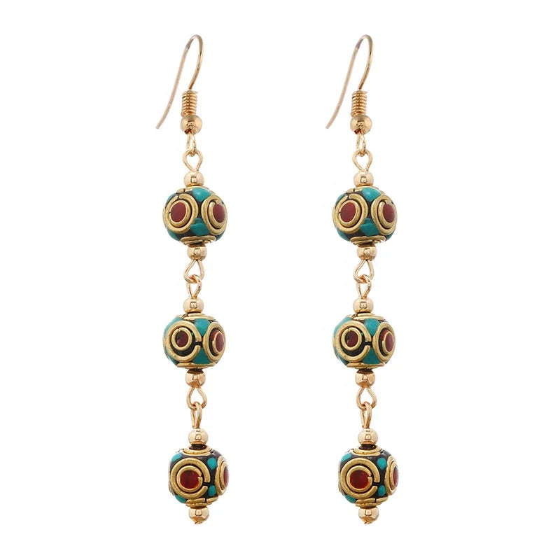Retro Niche Design Nepal Exotic Style Tibetan Earrings Female Temperament Simple Ethnic Style Individual Handmade Earrings