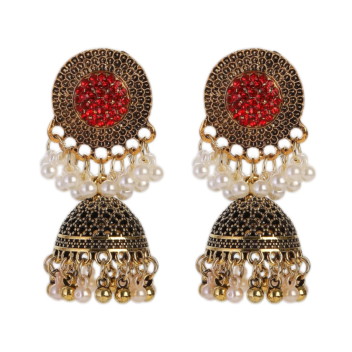 Retro Boho Bollywood Earrings for Womens Wedding Jewelry Ethnic Flower Tassel Jhumka Indian Drop Dangle Earrings