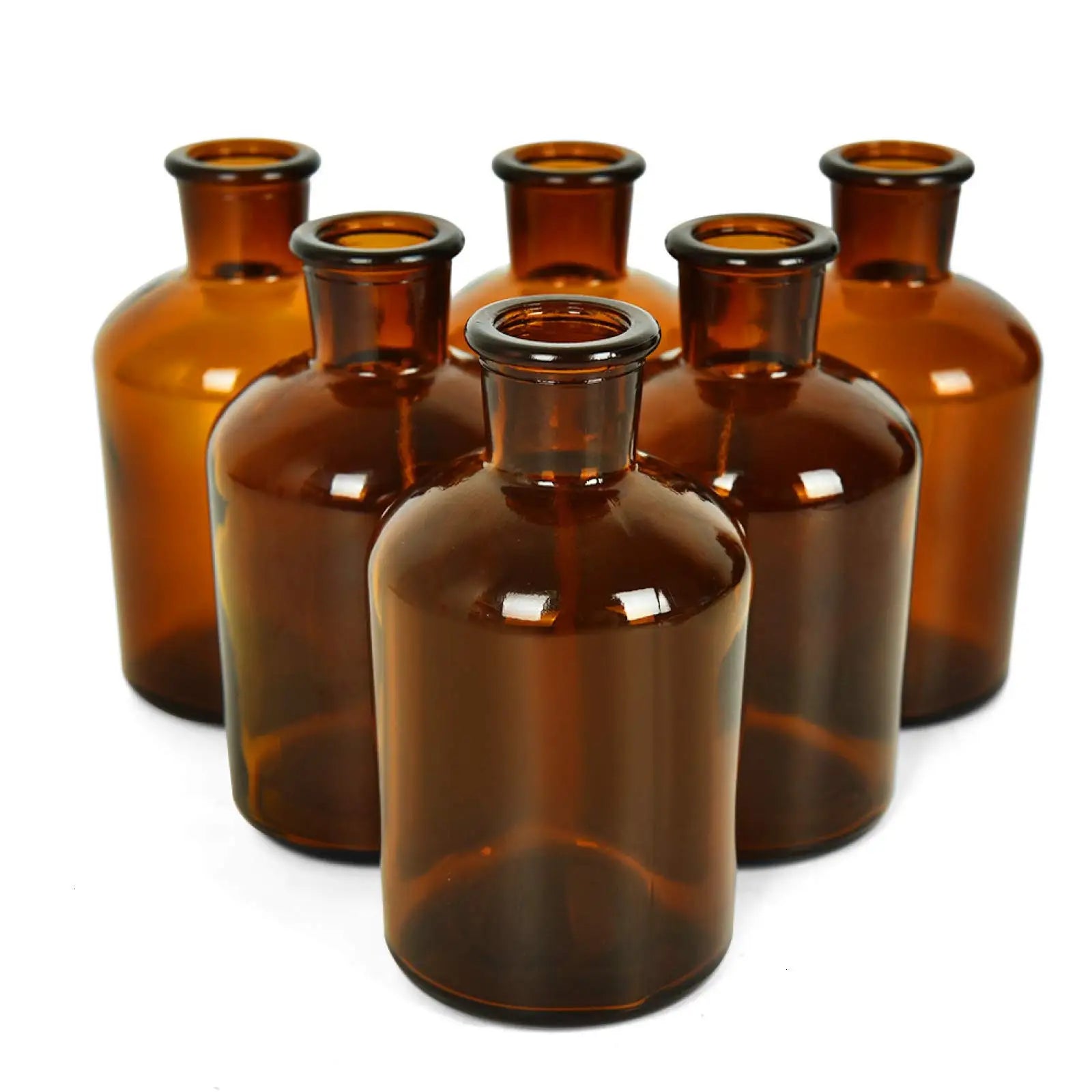 Amber Glass Vases Small Glass Bud Vase Apothecary Jars Decorative Amber Bottles Flower Vase for Centerpieces Home Decor Wedding