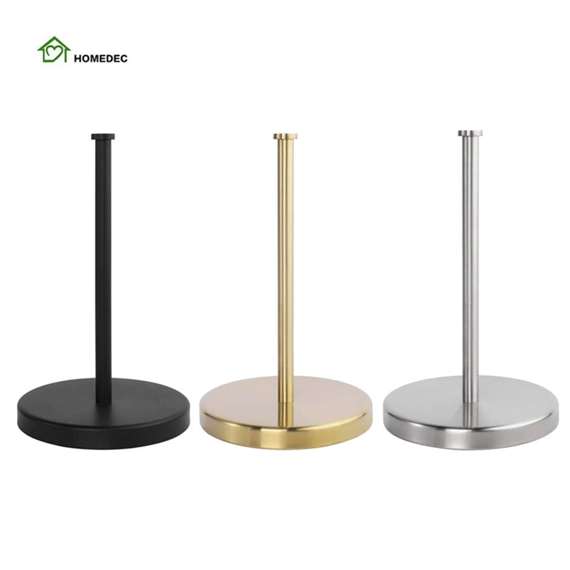 Free Standing Countertop Stainless Steel SUS304 Kitchen Towel Paper Roll Holder with Weighted Base