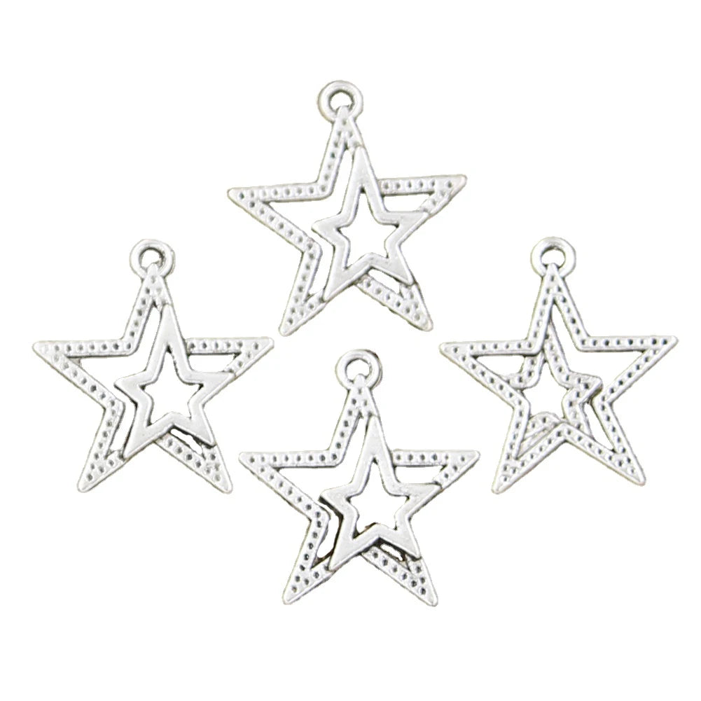 Charms Star Pentagram 23x20mm Handmade Making FitVintage Tibetan Silver Color PendantsDIY for Bracelet Necklace