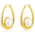 Brass Plated 18k Real Gold 2021 New Fashion High End Temperament Hoop Pearl Earrings Customized Jewelry