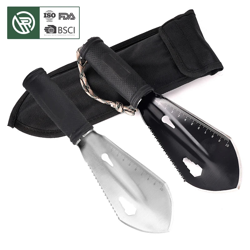 Bochen Garden Tool Anti Slip Rubber Handle Carbon Steel Planting Trowel Digging Knife Multifunction Mini Camping Shovel