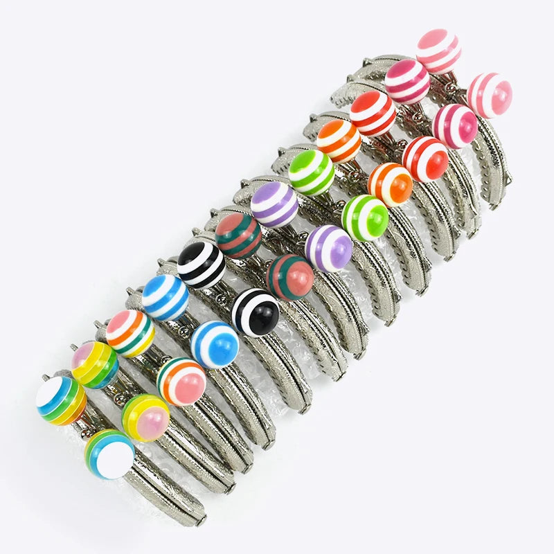 Deepeel BS292 8cm Handbag Hardware Accessories Candy Color Bead Decorative Purse Handle Kiss Clasp Bag Frame
