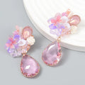 Wholesale Spring Fashion New Acrylic Flower Earrings Korean Fashion Jewelry Cheap Water Drop Teardrop Pendant Earrings Women