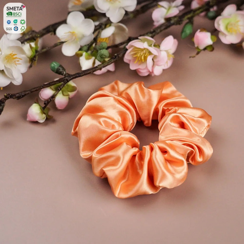 New Arrival 100% Mulberry Silk Headband Scrunchies Set Shinny Silk Scruchies Hair Ties