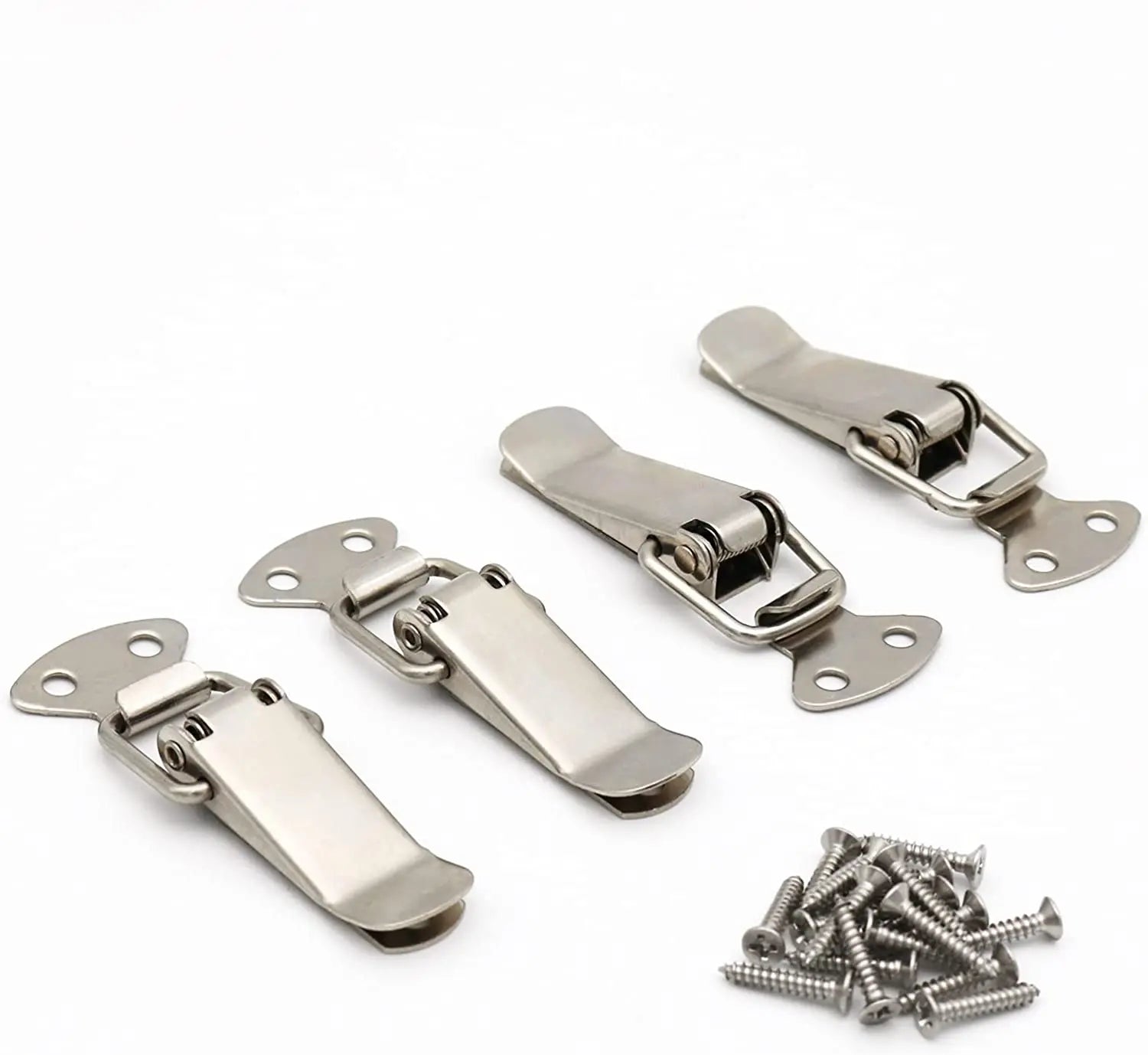 Silver Catch Hasp Clamp Clip Lock 304 Stainless Steel Screws for Cabinet Spring Loaded Toggle Latch Sheet Metal Fabrication