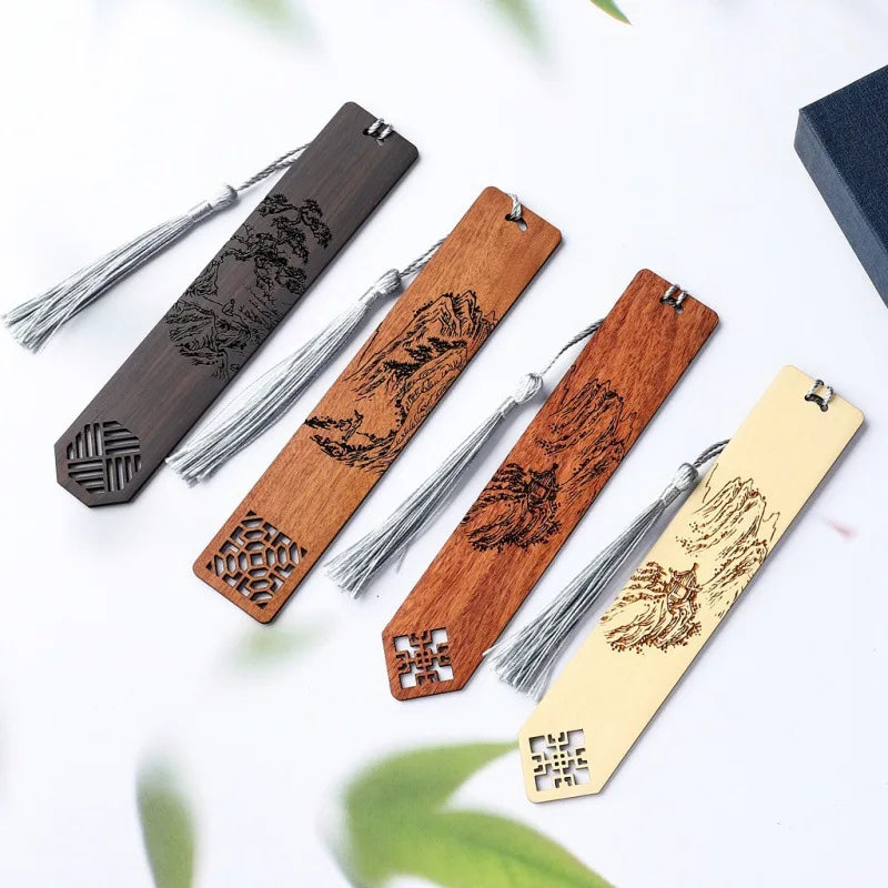 OWNSWING Handmade Wooden Bookmarks with Tassels Engraveable Blank Promotional Party Gifts Bamboo Decoration Souvenir Design