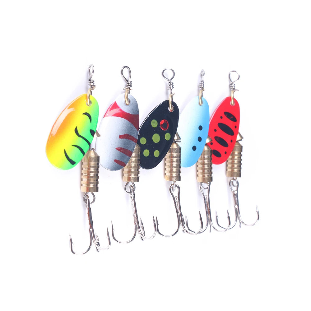 45mm 5.2g Fishing Spinner Lure Bass Fishing Bait Metal Spoon Lure Treble Hook