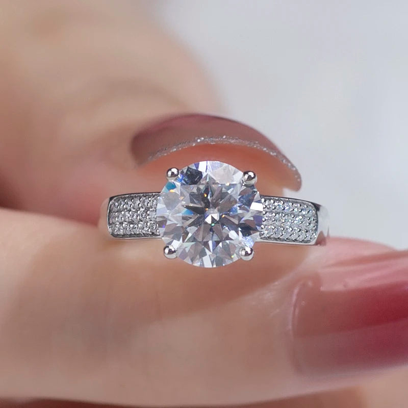 Luxury Style Rings Big Diamond 14K White Gold Moissanite Engagement Rings for Women