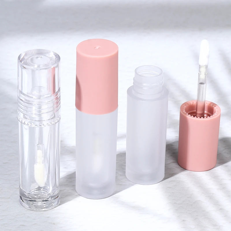 CY829 in Stock Mini Liquid Lipstick Tube Container 3ml pink Fully clear Empty Lip Gloss Tube with Silicone Brush