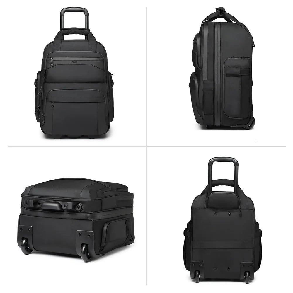 Ozuko 9699 Luxury Trolley Wheeled Laptop Bag Carry on Airport Bag with Wet Pocket & Shoe Bag for Travel With Ant-itheft Lock