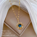 Trendy Luxury Gold Plated Stainless Steel Chain Flower Starry Sky Pendant Necklace for Women Girls Titanium Steel Jewelry