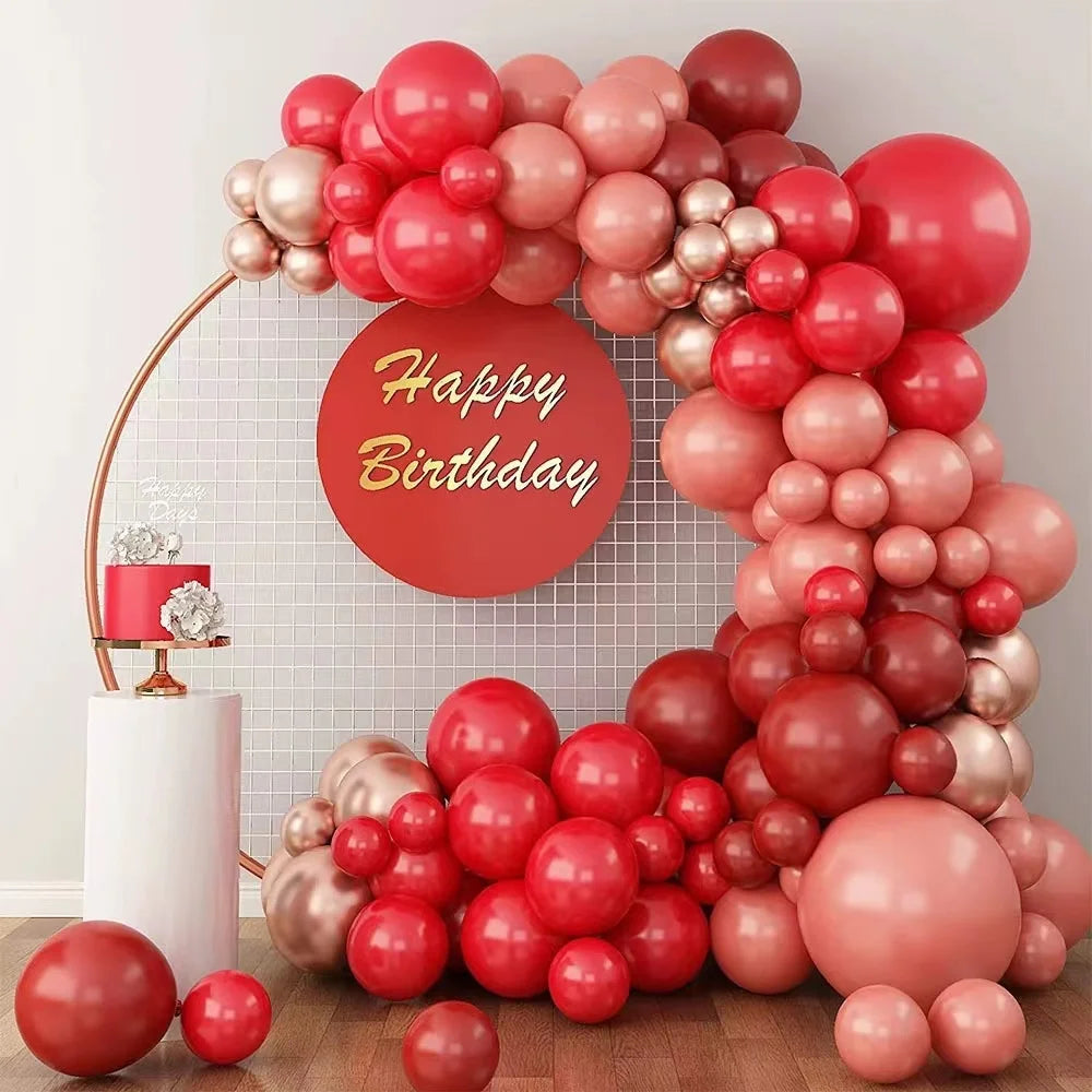 116pcs Retro Red Balloon Garland Arch Kits for Wedding Backdrop Decoration Party Supplies Theme Birthday Decor Balloons