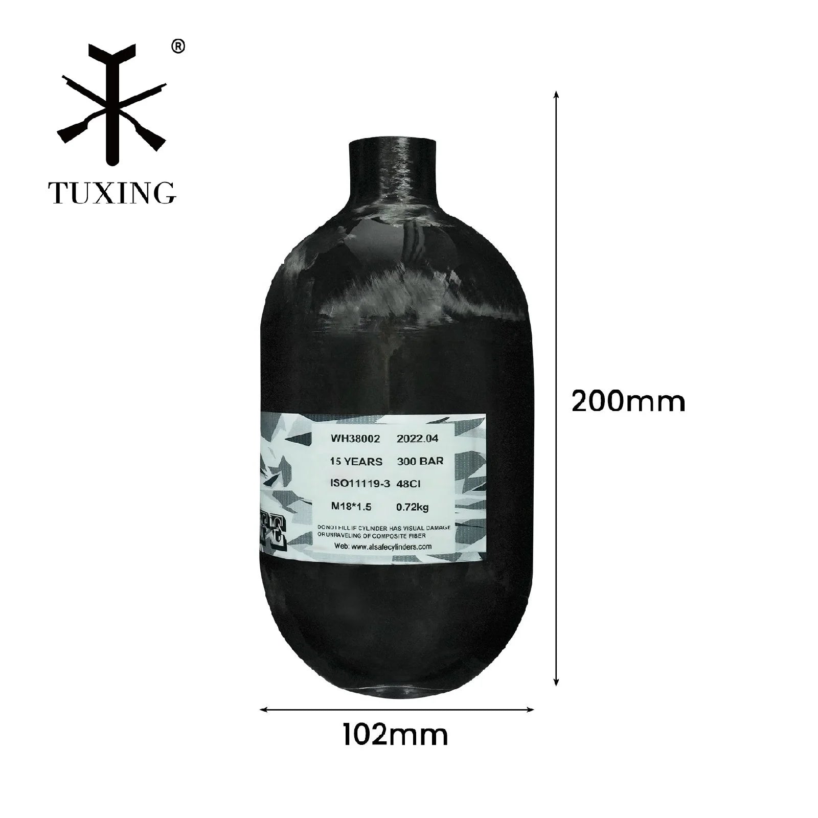 TUXING Portable OEM ODM CE Mini 0.8L High Pressure 4500Psi 30Mpa 300Bar PCP Hunting Paintball Breathing Carbon Fiber Air Tank