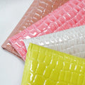 Glossy PU Leather Crocodile Skin Pattern Faux Leather Waterproof Stretchable for Shoes Bags Sofa Chair Furniture Lining