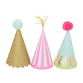 609013 Mini Paper Hat 3 Pcs 17cm  Pompom Party Hat Set for Birthday Event Celebration Party Supplies Partymaker