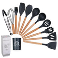 Kitchenware Set Silicone Kitchenware Set Beech Handle Silicone Kitchenware Household Cooking Spatula