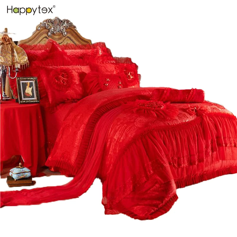 Wholesale 2026 Super Soft Comfortable Cotton Lace 4PCS European Fashion Wedding Velvet Bedding Sets for Adults Home Hotel