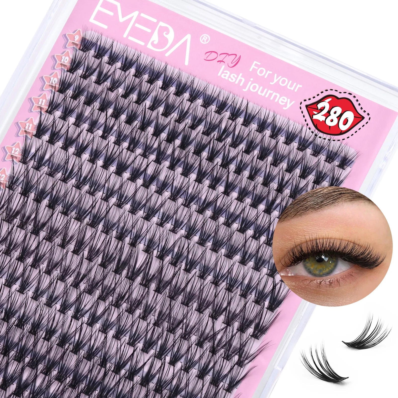 XL Tray 320Pcs Cluster Lashes 30D 40D 50D 60D C D Curl Lash Clusters Mix 8-16mm Individual Eyelashes DIY Lash Extension Kit